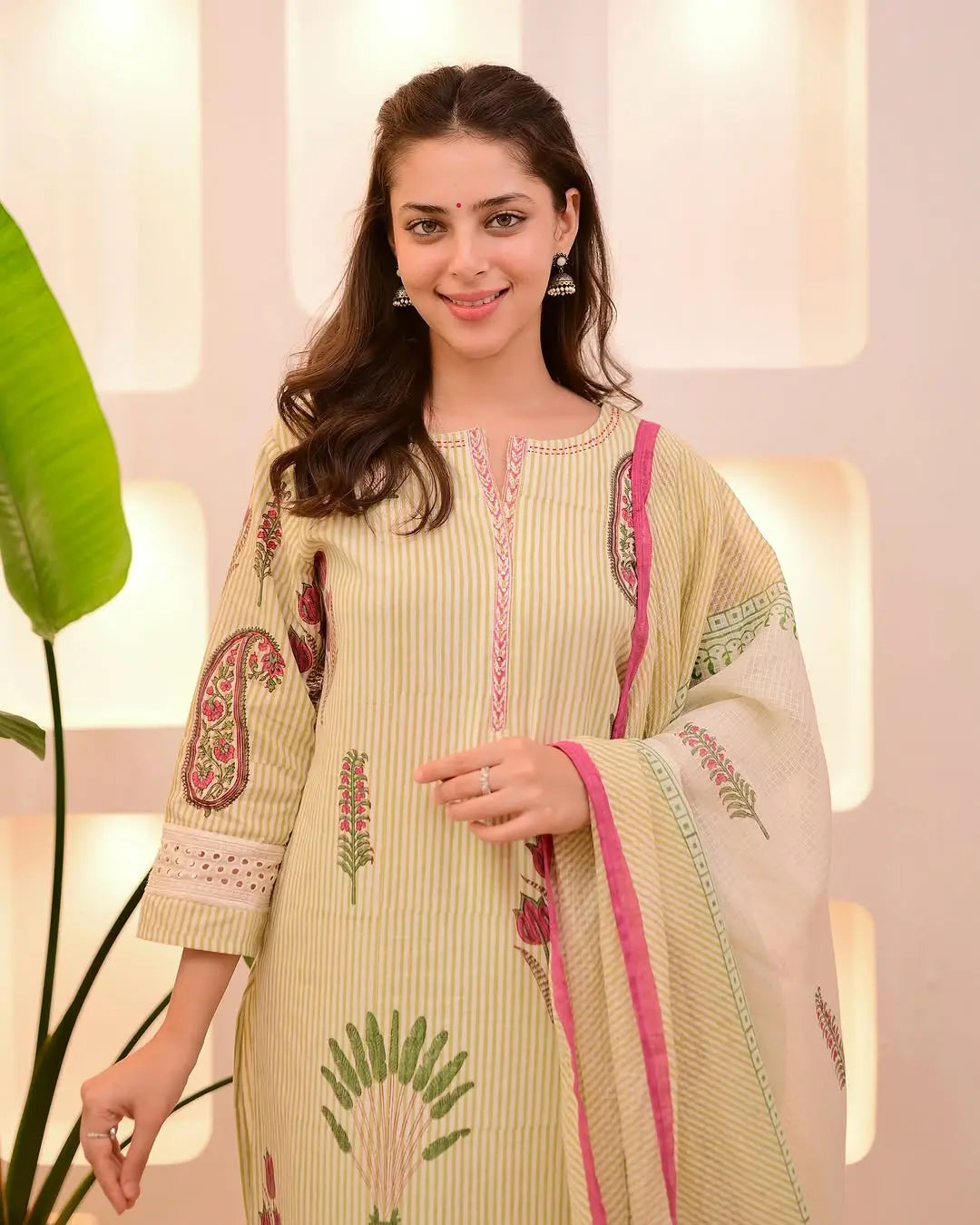 Elegant Handwork Cotton Kurta with Pocket and Dupatta