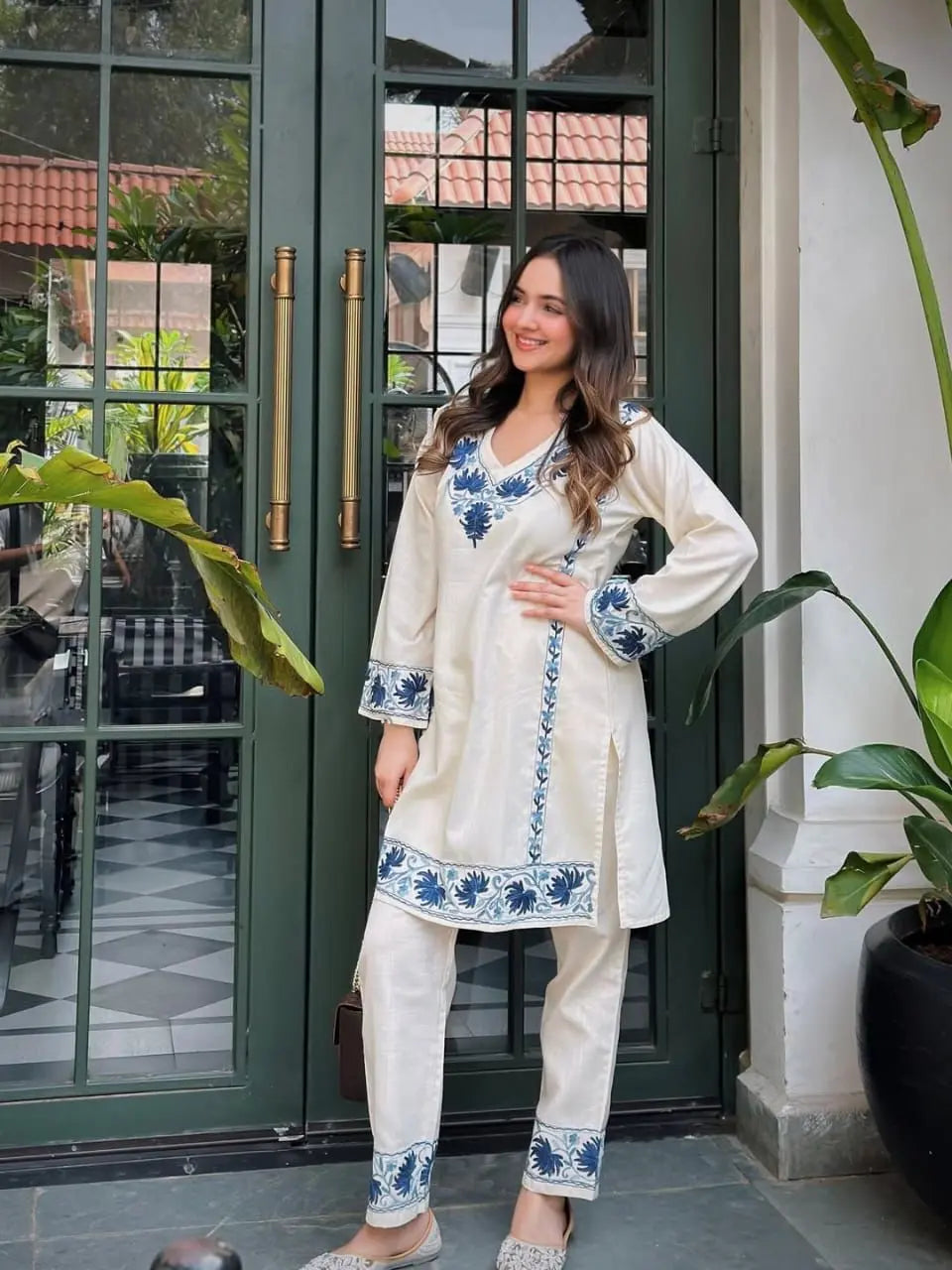 Stylish ethnic cotton coord set for festive wear