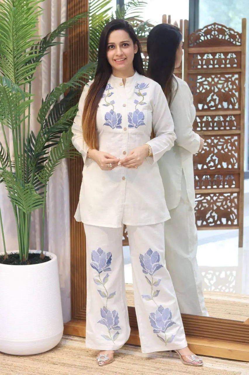 Summer Women’s Embroidered Co-ord Outfit in Cotton Flex