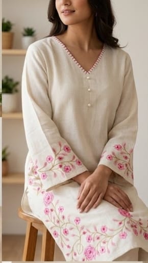 Women’s premium cotton co-ord set with heavy embroidery