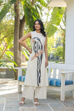 Cotton flex embroidered kurti set with pant and pockets

