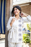 Cotton flex kurta set with floral Aari embroidery

