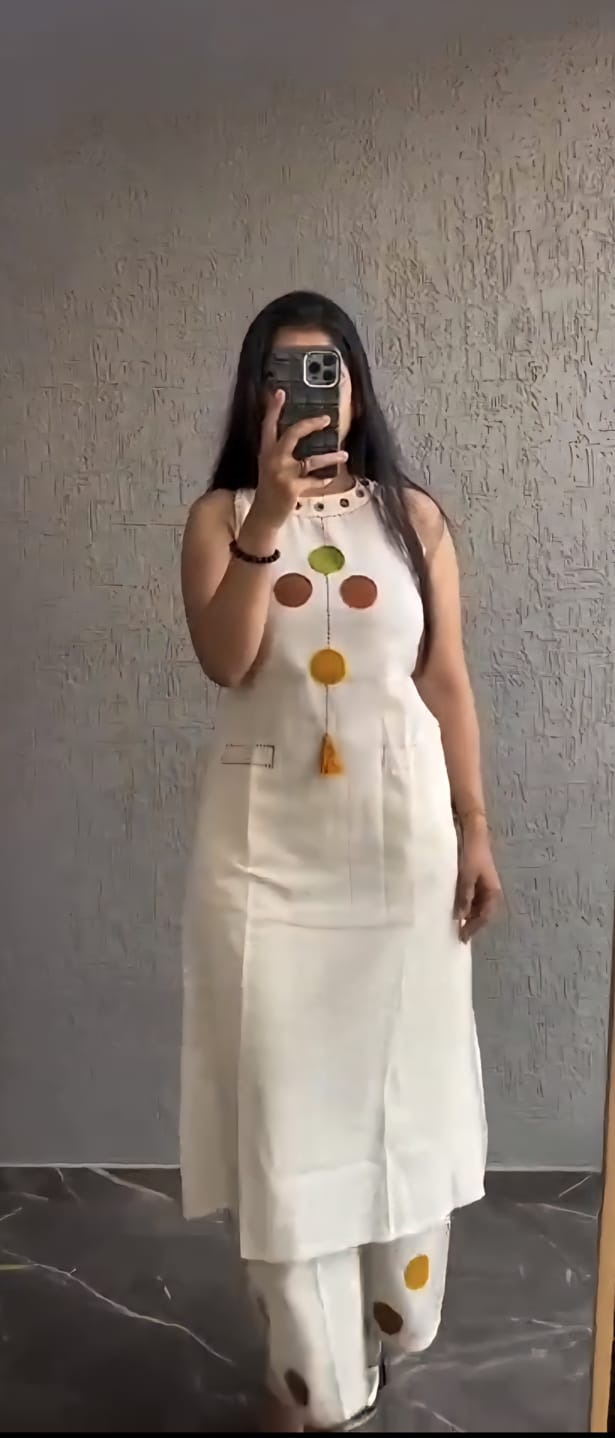 Cotton Flex Kurti Palazzo Set with Abla Embroidery for Women