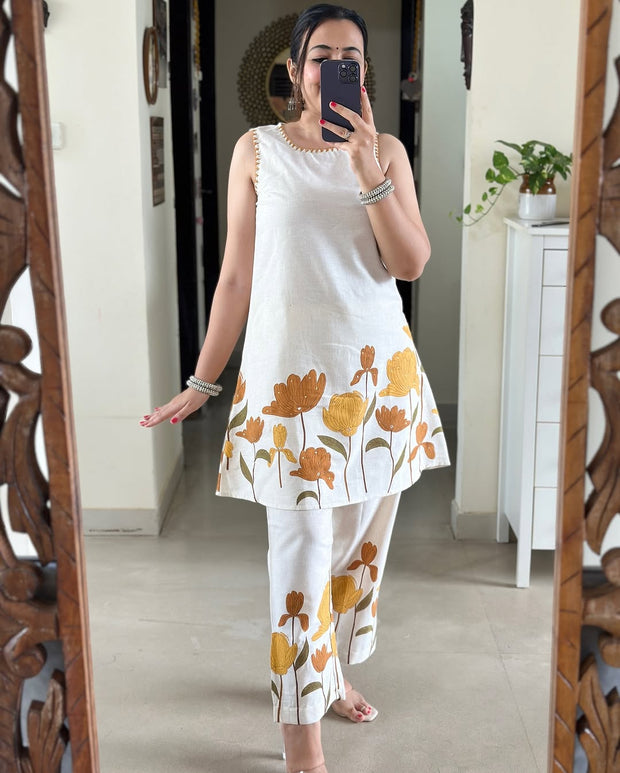 Everyday printed coord set in cotton flex with mega sleeves

