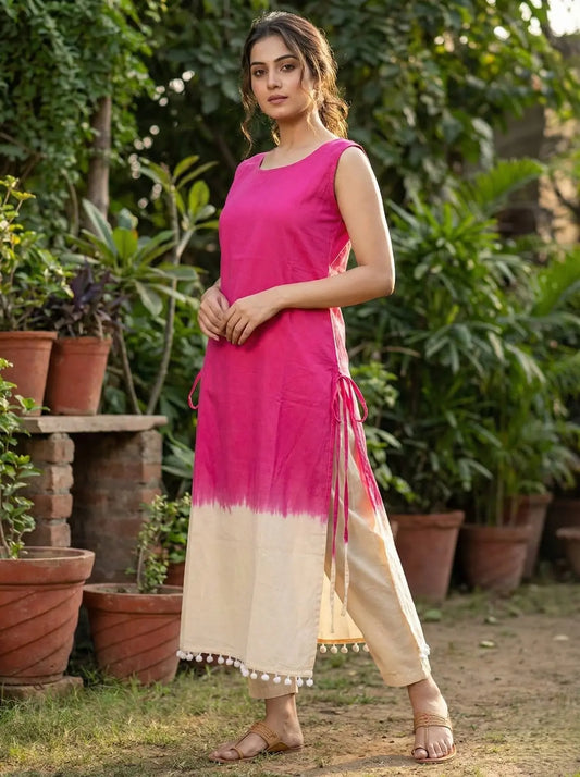 Cotton kurta pant set for Holi celebration