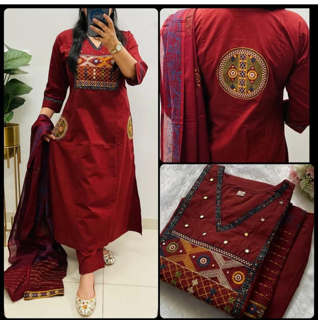 Summer celebration wear cotton kurti set