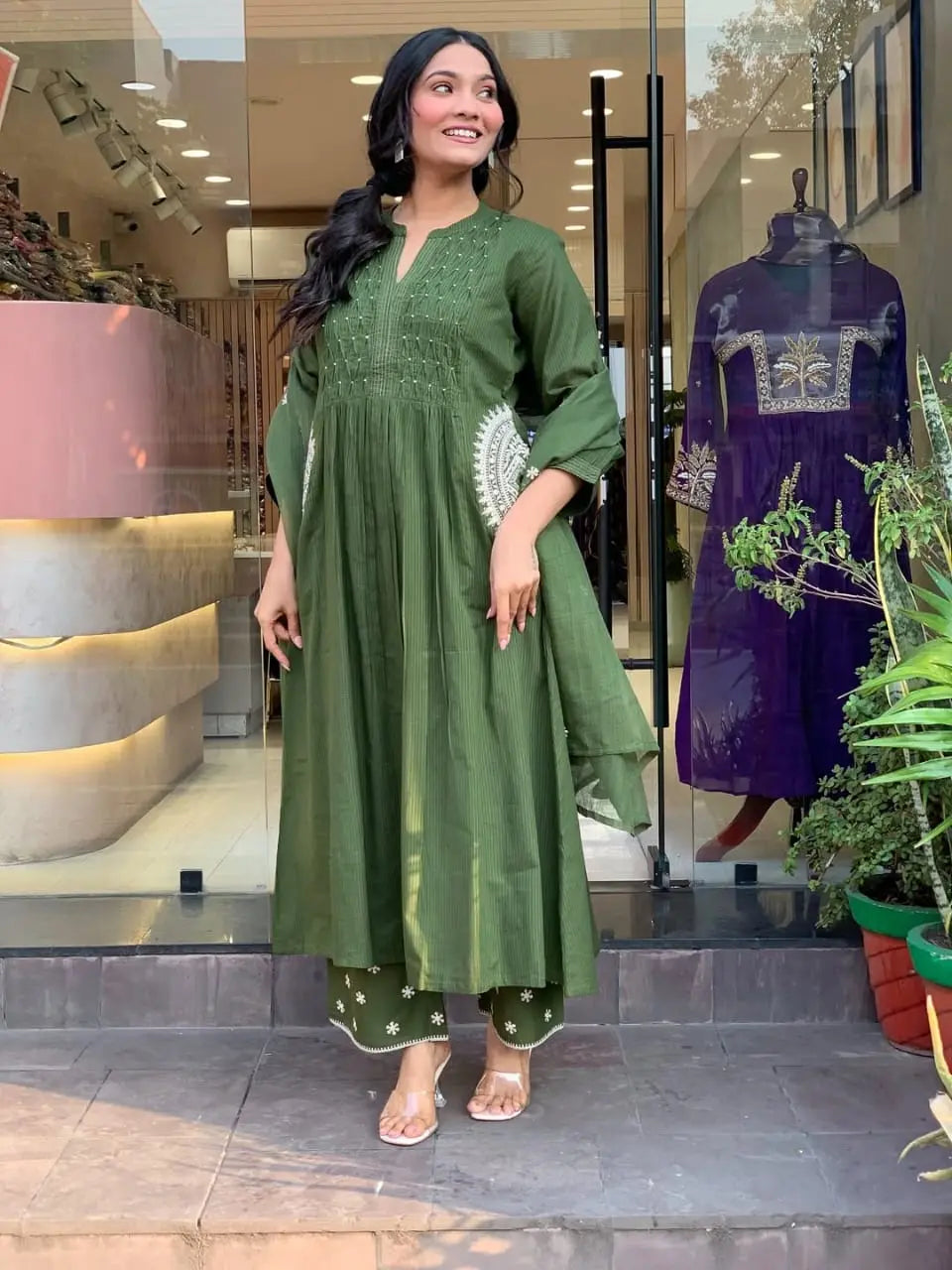 Pure Cotton Embroidered Suit Set for Women