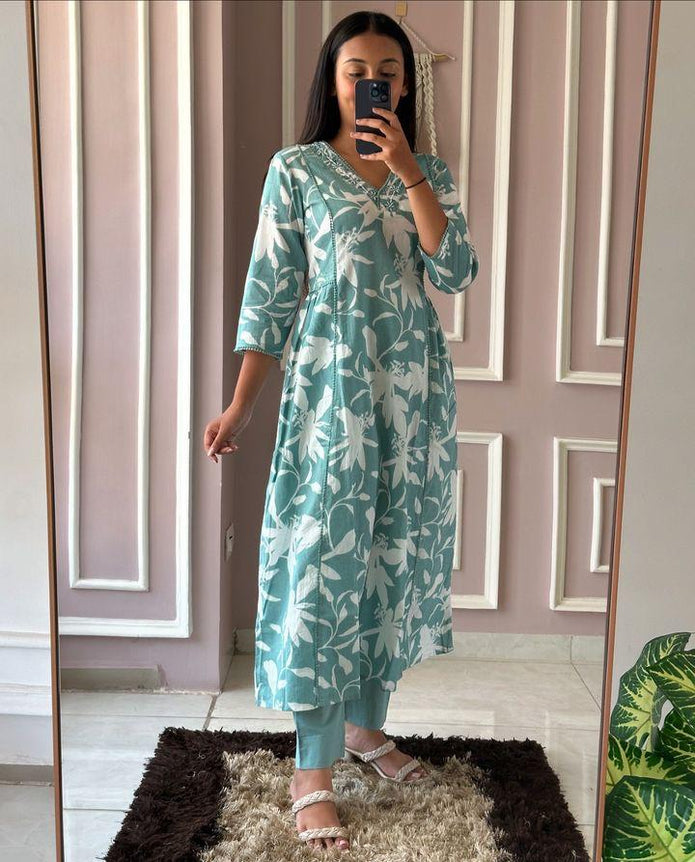 Smart casual cotton kurti and pant with elegant design

