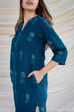 Pure cotton kurti pant set with side pockets and button work

