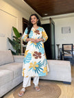 60x60 cotton A-line kurti with plazo in soft print

