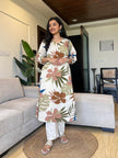 Printed cotton co-ord set with side pocket kurti

