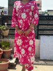 Cotton Printed Co Ord Set V Neck Kurti Pant