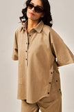 Bold cotton slub coord set with double button kurti

