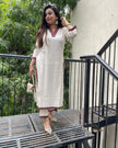 Heavy cotton slub kurti pant set

