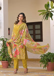 festive cotton kurta pant dupatta set