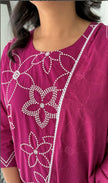 Embroidered festive cotton suit with dupatta

