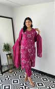 Pure cotton suit set with embroidered kurti and dupatta

