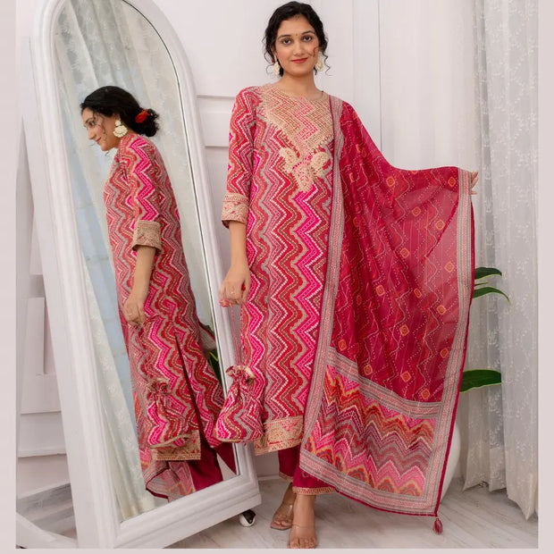 cotton suit set for women lahariya print