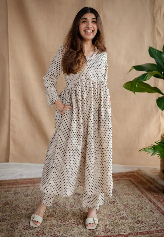 Cotton umbrella style coord set with side pockets