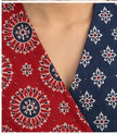 Sleeveless V neck cotton kurti with double shade print
