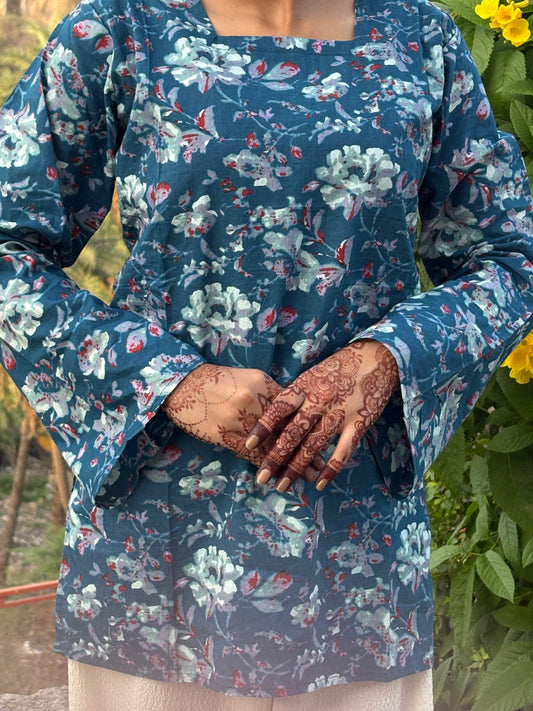 Back Dori Adjustable Cotton Short Kurti Top