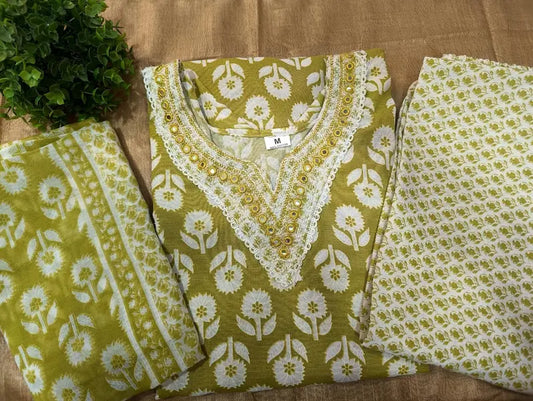 daily wear cotton embroidered kurti set