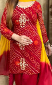 Kurti pant dupatta set with zari and lace dupatta

