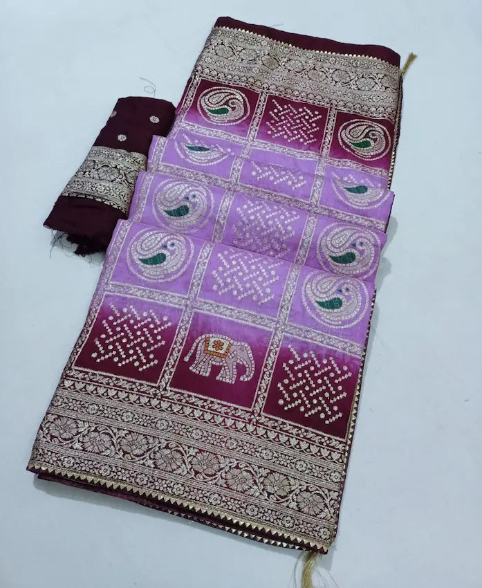 Banarasi contrast blouse with vijya piping border
