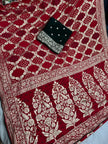 Full view of festive dola silk mina zari saree drape