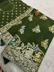 Festive silk saree with meenakari zari border & pallu