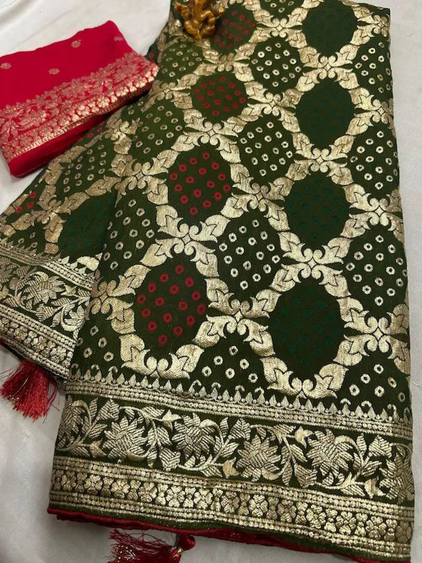 Dola silk mina zari saree with heavy border and zari weave