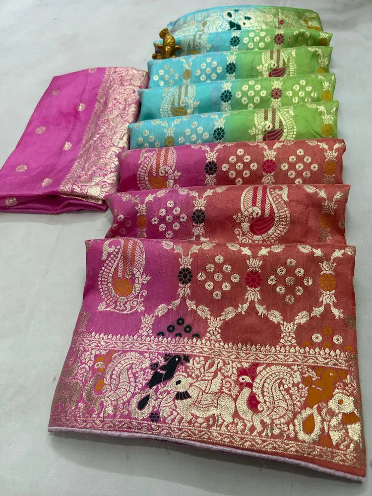 Traditional Dola silk shaded saree for weddings