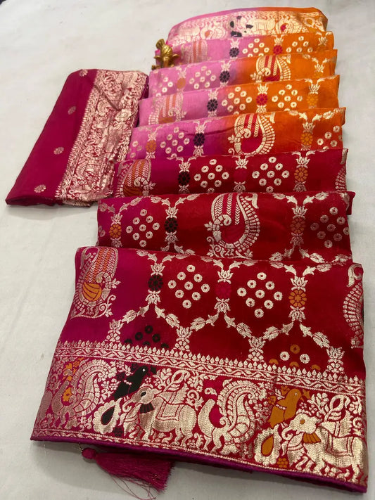 Elegant festive wear shaded silk saree