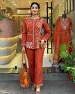 Premium cotton embroidered top and pant set

