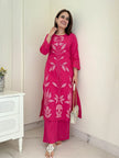 Blush pink cotton co-ord set with embroidery
