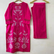 Embroidered rose cotton co-ord set for women