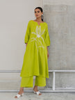 Cotton flex kurta set with side embroidery

