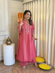 Pure cotton embroidered kurta pant set with pocket