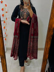 Maabetii embroidered cotton suit set with dupatta