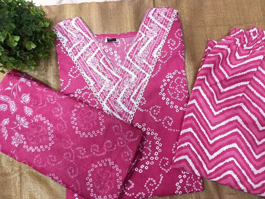 embroidered cotton kurti pant set