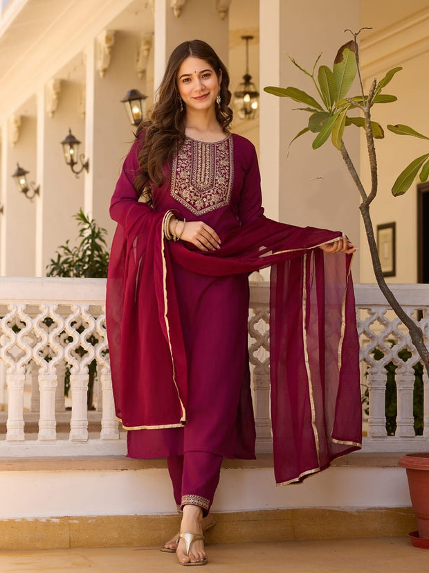 Women’s rayon top-bottom set with dupatta

