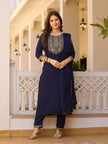 Embroidered kurti set in rayon with stylish look

