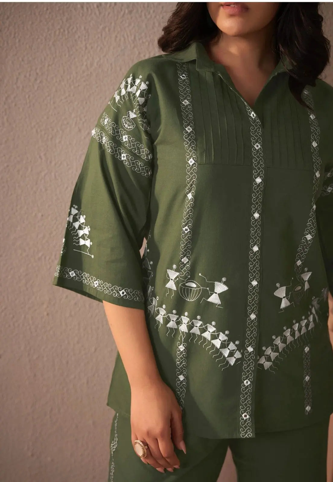 Women’s embroidered cotton co-ord set for daily and office wear