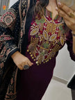 Festive cotton straight suit with sequence detailing