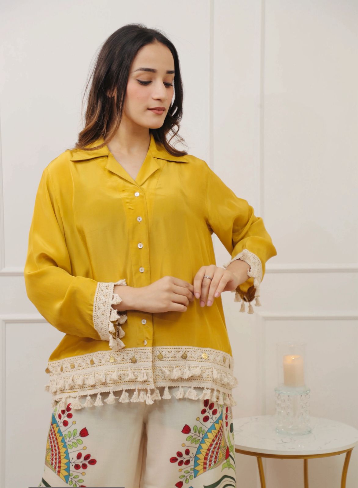 Front view of casual cotton coord set for women

