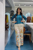 Border lace detailed top and pant cotton coord

