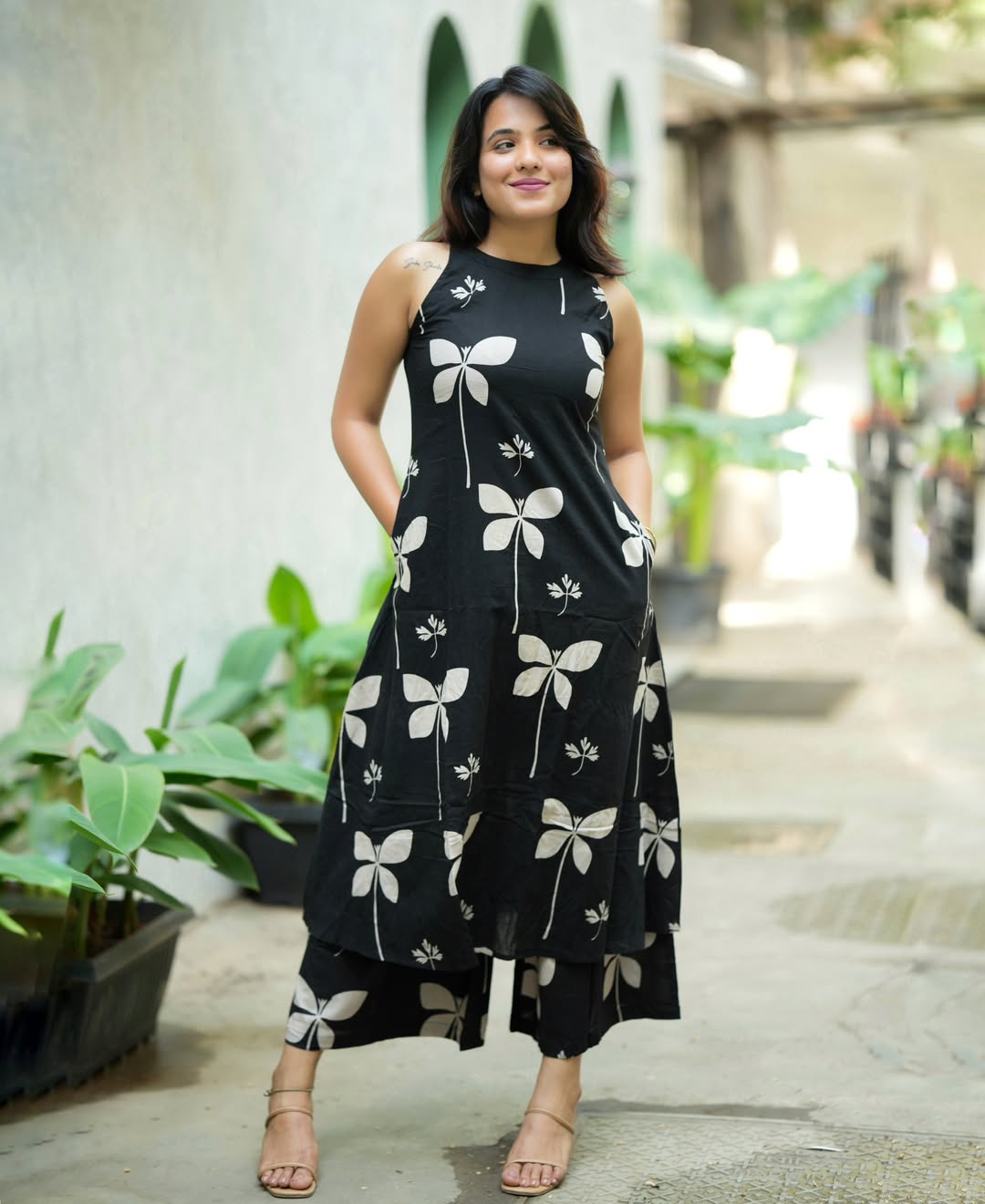 Pure Cotton 60x60 Floral Kurti Palazzo Set