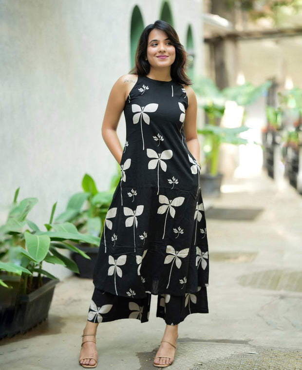 Pure Cotton 60x60 Floral Kurti Palazzo Set