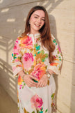 Cream floral printed kurta for summer

