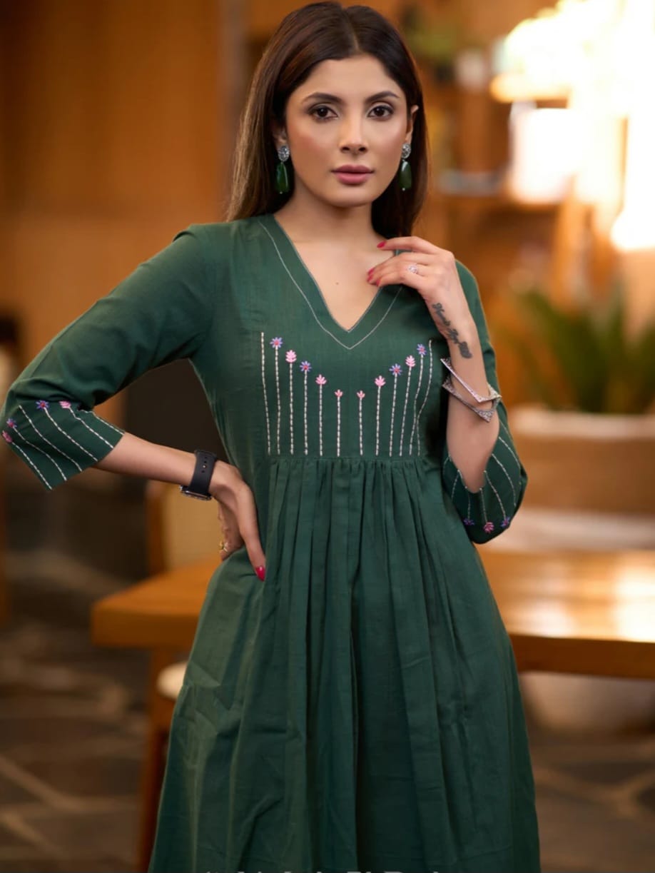 Casual and festive cotton kurta pant ensemble for women